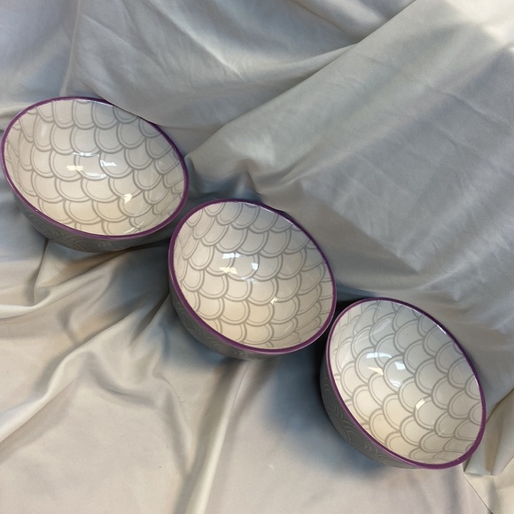 Set of 3 Roscher Gray Scalloped Print Stoneware Dessert 6” Inch Bowls - Picture 10 of 10